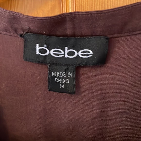 Brown BeBe semi sheer cotton/silk blouse with ruffle and tuck detail, Medium - Picture 7 of 8
